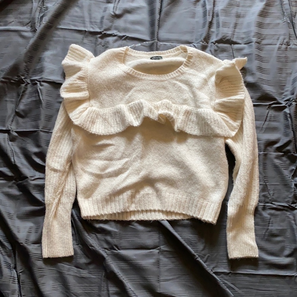 wild fable cream ruffle sweater